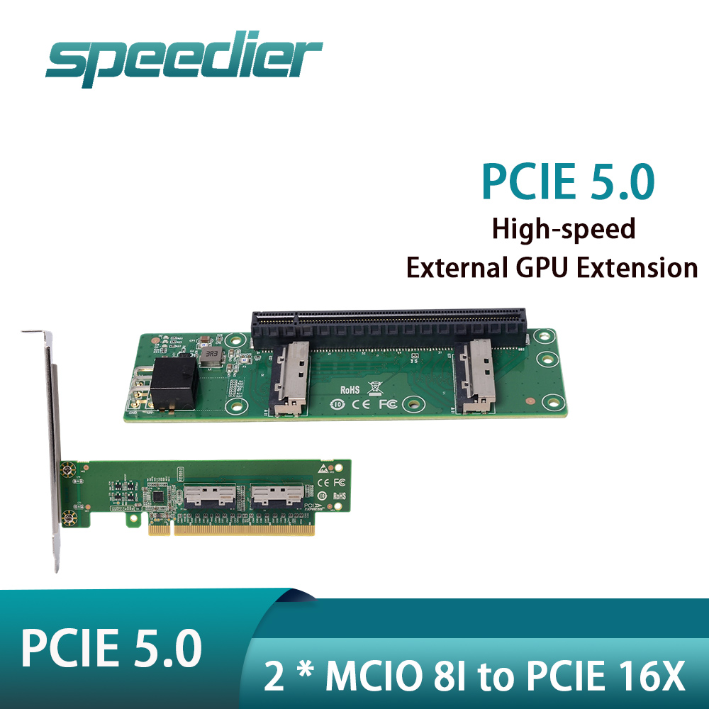 Pcie 5.0 Gpu Riser Cable - 스피디어 2 x MCIO 8i to